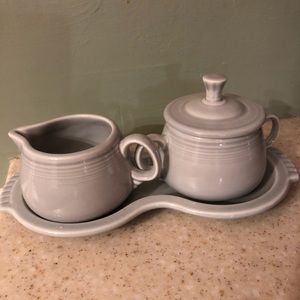 Fiesta pearl gray sugar creamer set